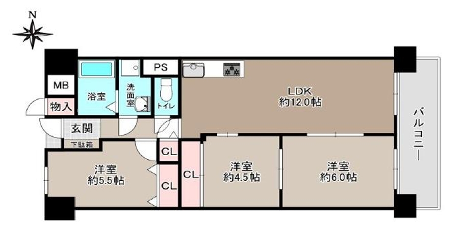 メロディハイム法円坂　1208号